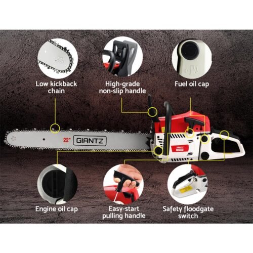Chainsaw Petrol 62cc   22" Bar  Commercial E-Start Pruning Chain Saw