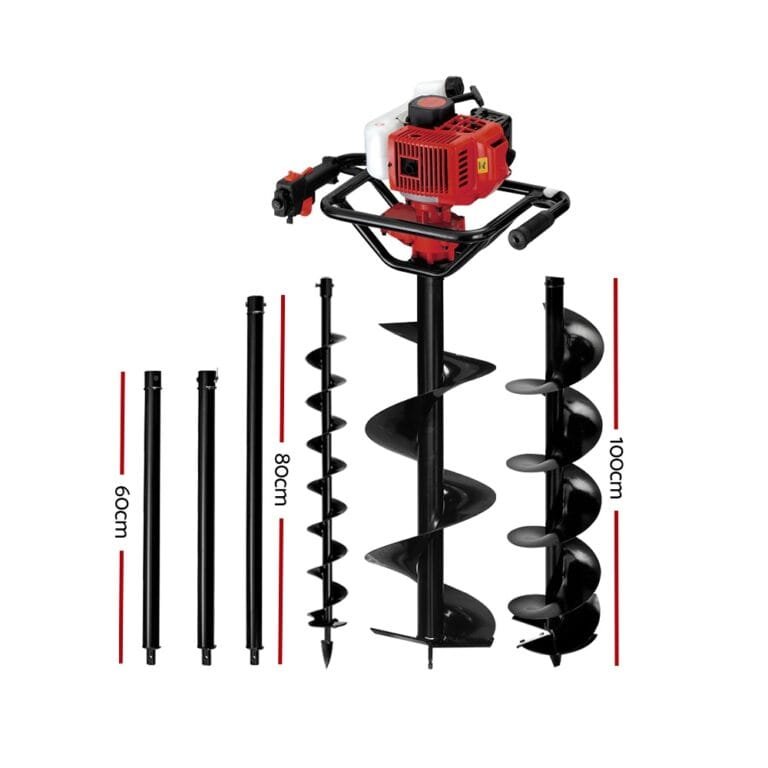 Giantz 92cc Post Hole Digger with Extension Auger Bits