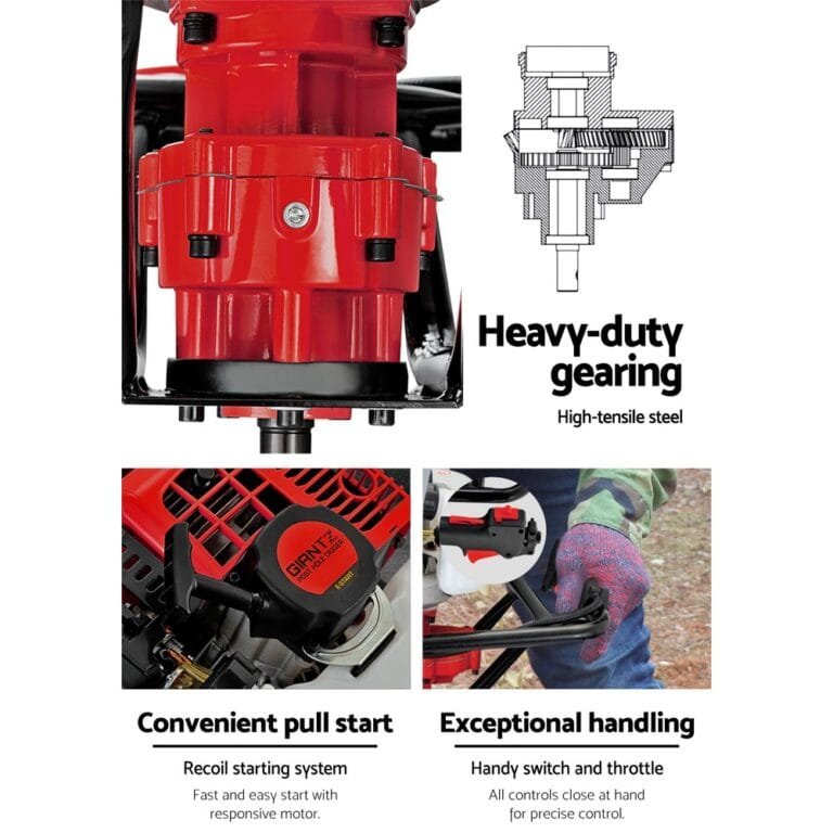 Giantz 92cc Post Hole Digger with Extension Auger Bits