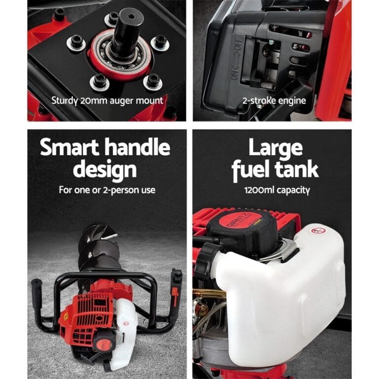 Giantz 92cc Post Hole Digger with Extension Auger Bits