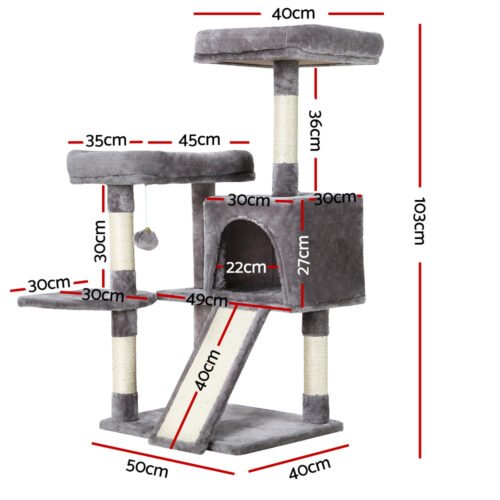 i.Pet 103cm Cat Scratching Tower -  Grey