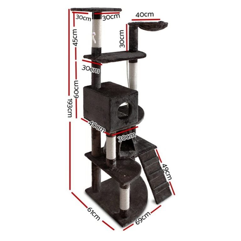 i.Pet  193cm Cat Scratching Tower  Grey