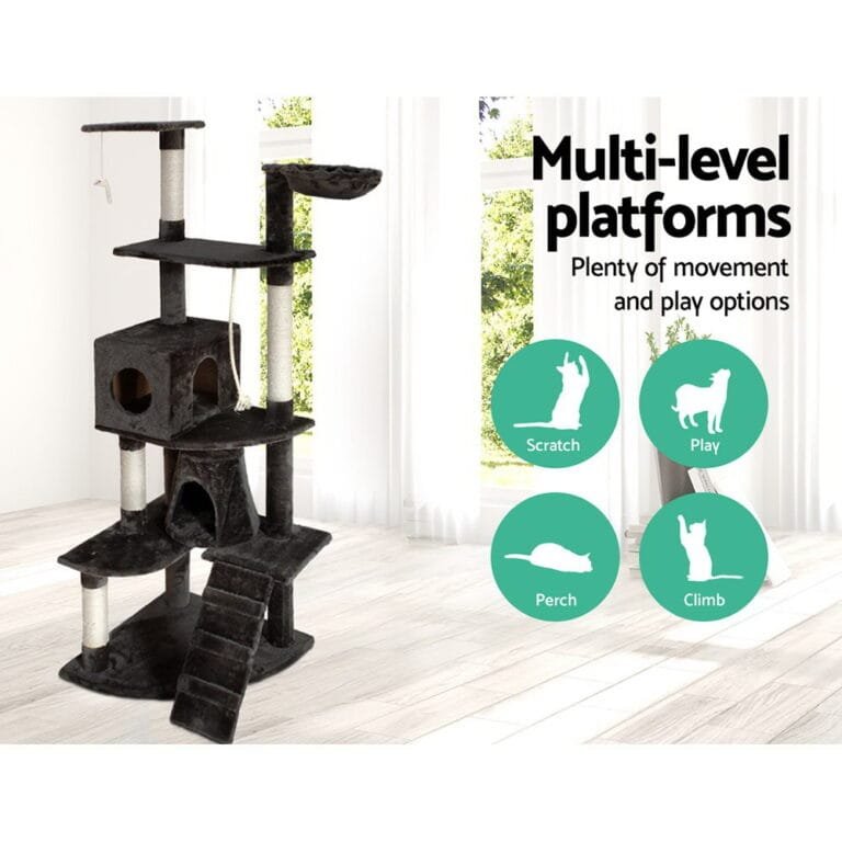 i.Pet  193cm Cat Scratching Tower  Grey
