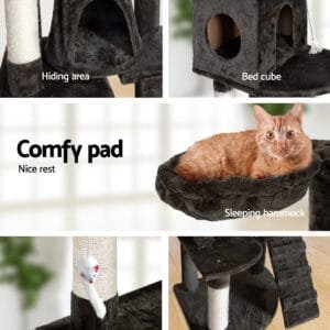 i.Pet  193cm Cat Scratching Tower  Grey