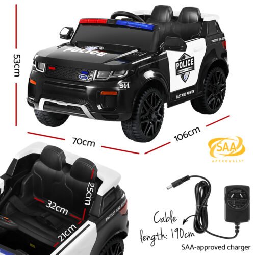 Rigo Electric Ride On Police Car  Black