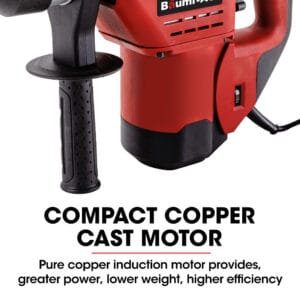 Baumr-AG 1500W Pro-Grade Electric Rotary Jackhammer Drill, with 2 Bonus Chisels, 3 Drill Bits