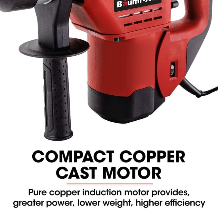 Baumr-AG 1500W Pro-Grade Electric Rotary Jackhammer Drill, with 2 Bonus Chisels, 3 Drill Bits