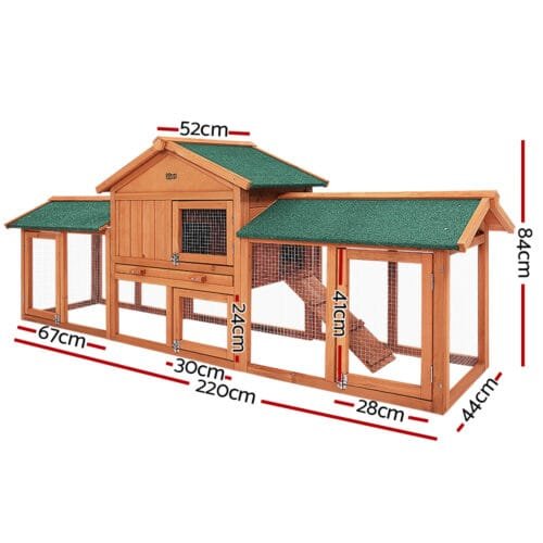 Rabbit Hutch, Chicken Coop  220cm x 44cm x 84cm