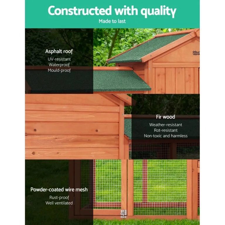 Rabbit Hutch, Chicken Coop  220cm x 44cm x 84cm