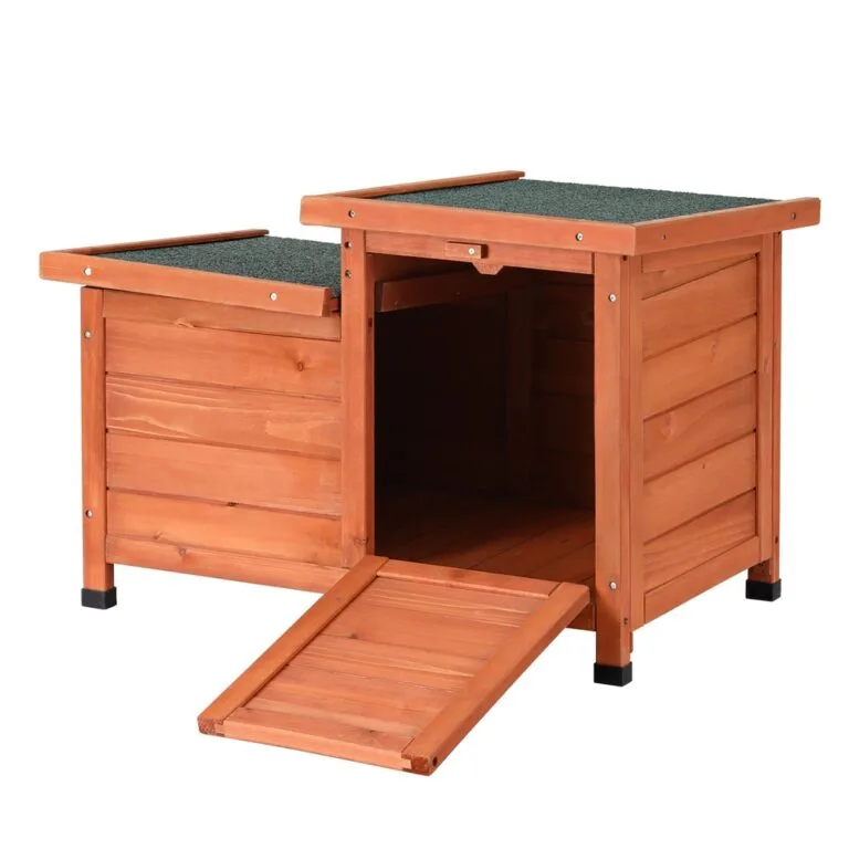 PET-CH-2DOOR-BR-185543-00.jpg i.Pet Outdoor Cat House, Rabbit Hutch, Wooden Shelter