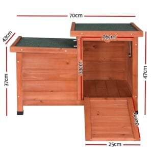 i.Pet Outdoor Cat House, Rabbit Hutch, Wooden Shelter