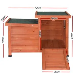 PET-CH-2DOOR-BR-185543-01.jpg i.Pet Outdoor Cat House, Rabbit Hutch, Wooden Shelter