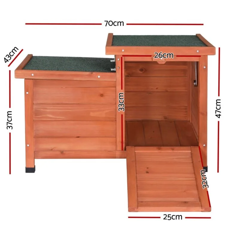PET-CH-2DOOR-BR-185543-01.jpg i.Pet Outdoor Cat House, Rabbit Hutch, Wooden Shelter