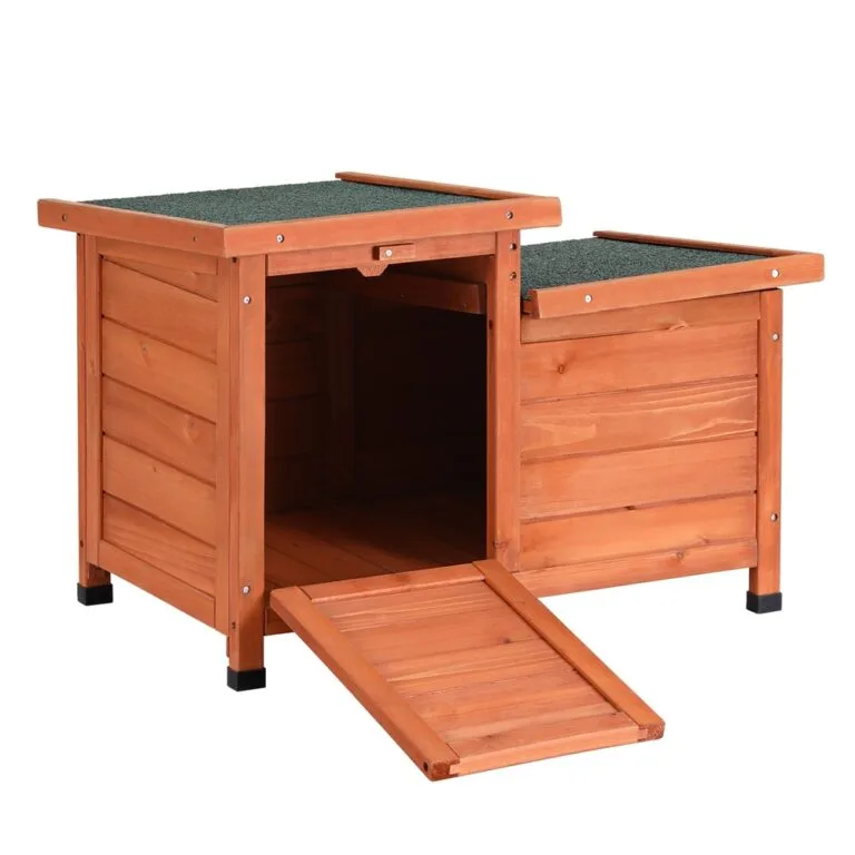 PET-CH-2DOOR-BR-185543-02.jpg i.Pet Outdoor Cat House, Rabbit Hutch, Wooden Shelter