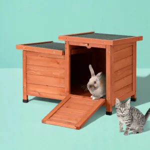 PET-CH-2DOOR-BR-185543-06.jpg i.Pet Outdoor Cat House, Rabbit Hutch, Wooden Shelter