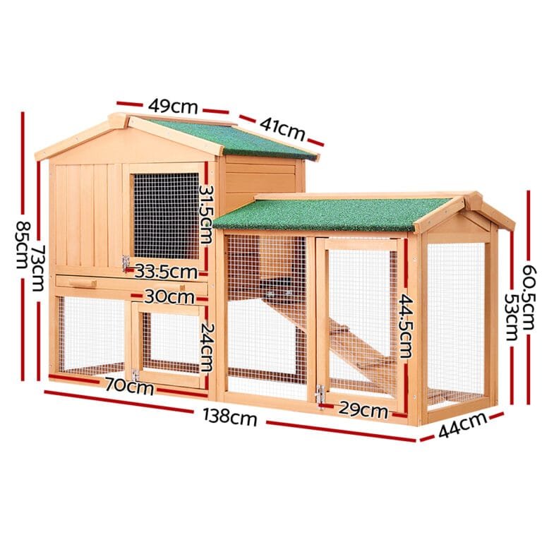 i.Pet Rabbit Hutch Chicken Coop 138cm x 44cm x 85cm