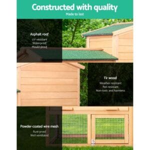 i.Pet Rabbit Hutch Chicken Coop 138cm x 44cm x 85cm