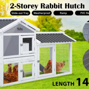Rabbit Hutch Chicken Coop Two Storey 147cm x 43cm x 85cm