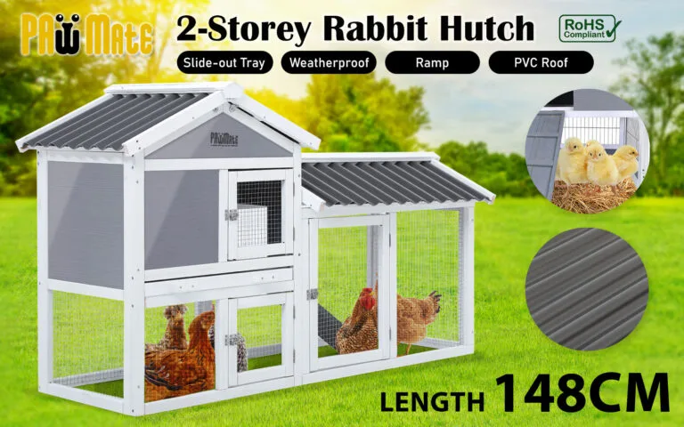 Rabbit Hutch Chicken Coop Two Storey 147cm x 43cm x 85cm