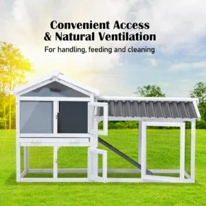 Rabbit Hutch Chicken Coop Two Storey 147cm x 43cm x 85cm