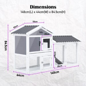 V274-PET-RHPOLY1500S-202504071241-09.jpg Rabbit Hutch Chicken Coop Two Storey 147cm x 43cm x 85cm