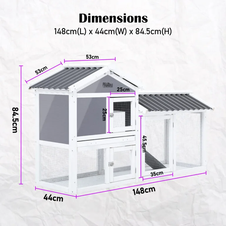 Rabbit Hutch Chicken Coop Two Storey 147cm x 43cm x 85cm