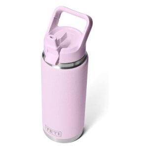 YETI Rambler 26 oz Bottle, Vacuum Insulated, Stainless Steel with Color Matching Straw Cap, Cherry Blossom
