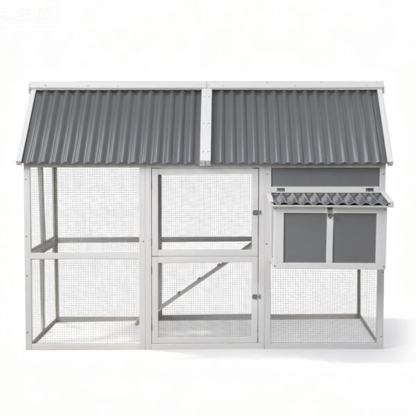 PET-CH-P213-GR-AB-202512091632-02.jpg Chicken Coop, Rabbit Hutch, Chook House with Run 213cm X 176cm X 152cm