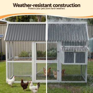 PET-CH-P213-GR-AB-202512091632-04.jpg Chicken Coop, Rabbit Hutch, Chook House with Run 213cm X 176cm X 152cm