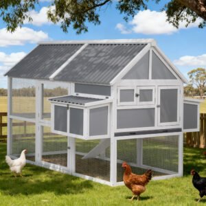 PET-CH-P213-GR-AB-202512091632-06.jpg Chicken Coop, Rabbit Hutch, Chook House with Run 213cm X 176cm X 152cm