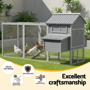 Chicken Coop, Rabbit Hutch, Extra Large Poultry House, 228cm X 150cm X 130cm